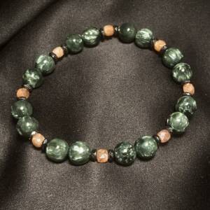 Bracelet Séraphinite, Pierre de Soleil, Hématite