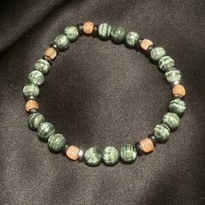 Bracelet Séraphinite, Pierre de Soleil, Hématite
