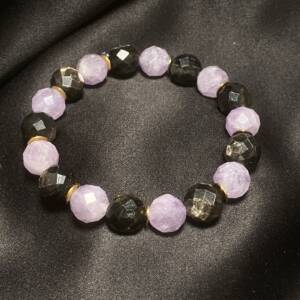 Bracelet Améthyste Lavande, Mica doré