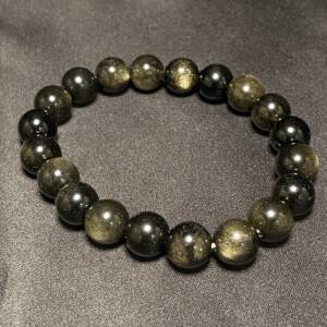 Bracelet élastique en Obsidienne dorée