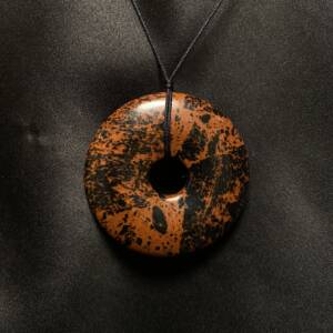 Pendentif donut en Obsidienne Acajou